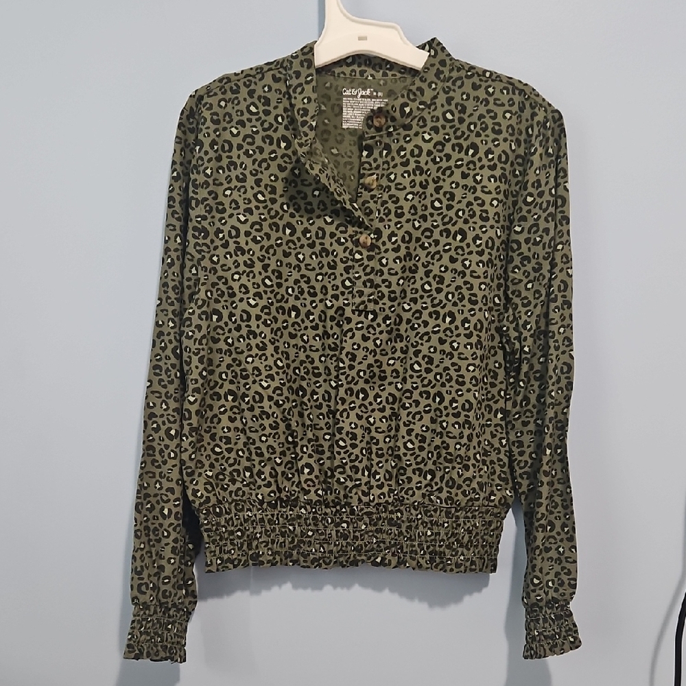 Cat & Jack Olive Leopard Print Shirt
